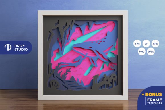 A Girl with Humpback Whale 3D Shadow Box Guide