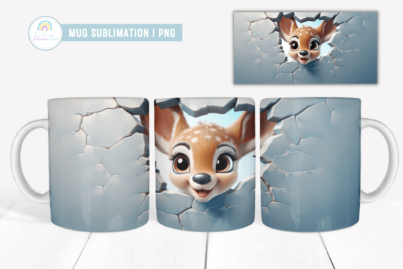 Bringing Holiday Magic to Life with a 3D Cute Baby Reindeer Mug Wrap