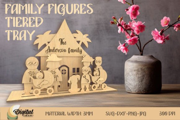 Family Figures Tiered Tray: 3D Laser Cut Digital File