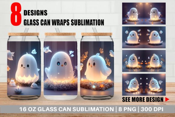 Strategic Branding with 3D Cute Ghost Halloween Glass Can Designs